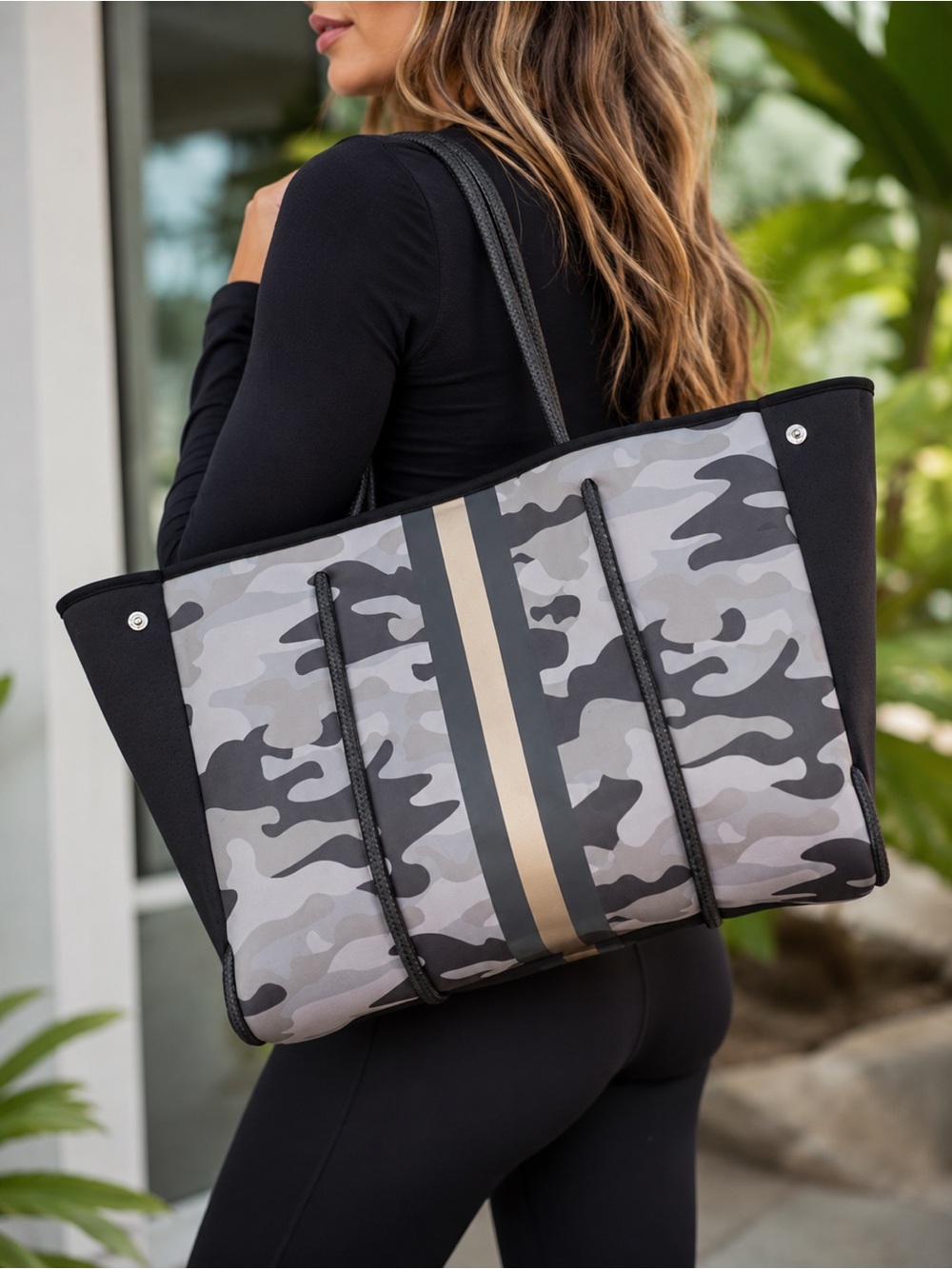 Haute Shore Greyson Safari Neoprene Tote Camo Weekender Travel Gym Bag NWT